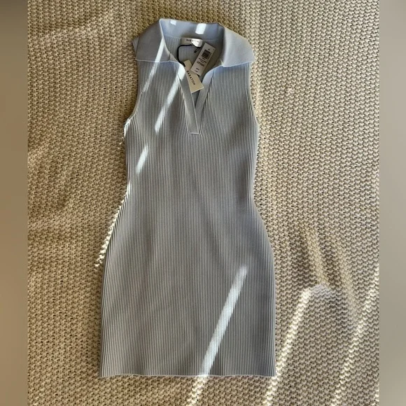Aritzia Babaton SCULPT KNIT POLO DRESS ICEBERG BLUE